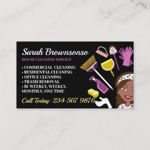 Carte De Visite Femme de ménage noire à peau foncée nettoyage de m