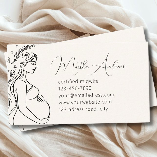 Carte De Visite Femme enceinte Art moderne | Midwoman Doula (Pregnant Woman-simpel-modern business card)