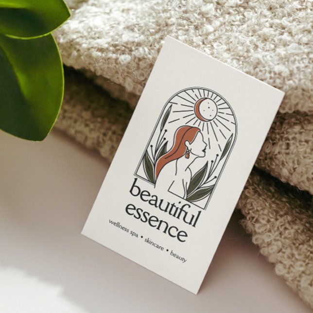 Carte De Visite Femme Feuille Moon Arch SKINCARE Wellness Day Spa (Créateur téléchargé)