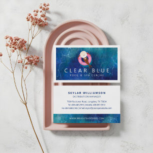 Carte De Visite Femme Flottante Bleu Eau Ondes Piscine & Spa