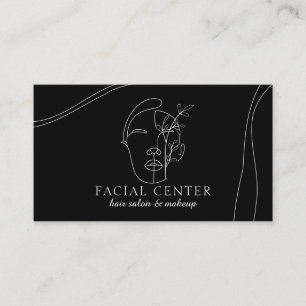 Carte De Visite Femme Maquillage Moderne Noir Visage Coiffeur Visa