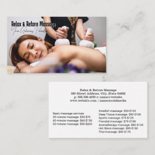 Carte De Visite Femme recevant un massage thaïlandais dans un spa