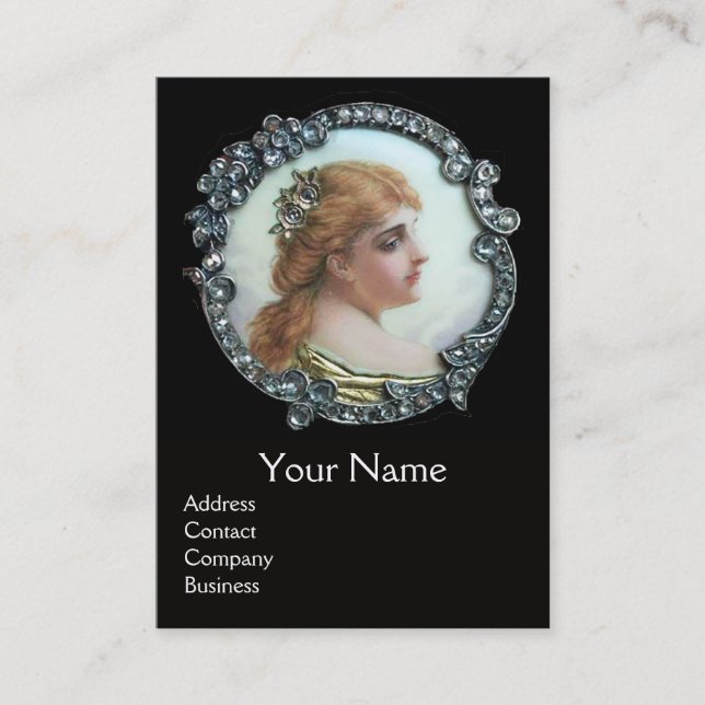 CARTE DE VISITE FEMME ROMANTIQUE AUX FLEURS DE DIAMONDES ENAMMÈNE  (Devant)