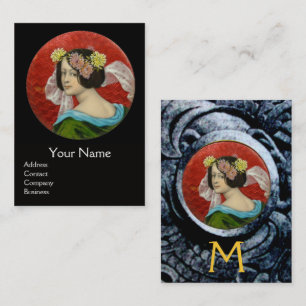 CARTE DE VISITE FEMME ROMANTIQUE AUX FLEURS ET COMBATTANT LES FLUX