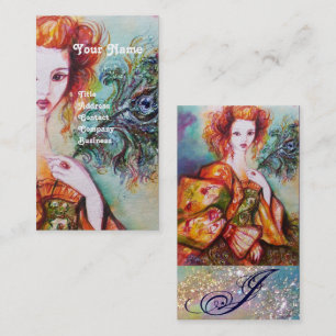 CARTE DE VISITE FEMME ROMANTIQUE AVEC PÂTE DE PEACOCK ÉCLANTE