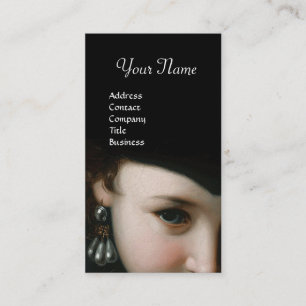 CARTE DE VISITE FEMME ROMANTIQUE, BIJOUX ANCIENS, PEARLES BLANCHES