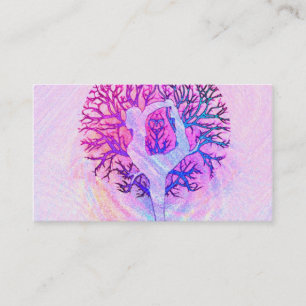 Carte De Visite Femme rose d'arbre de yoga dans des couleurs en