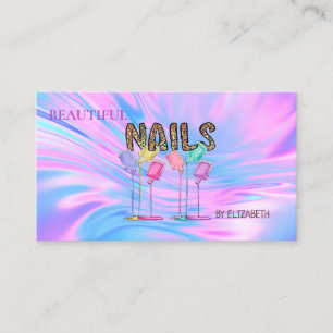 Carte De Visite Femme Salon De Manucure Vernis à Ongles Holographi