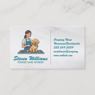 Carte De Visite Femme toilettant un chien Services de soins pour