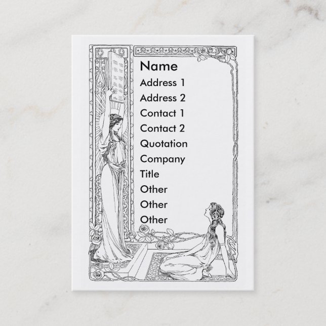 Carte De Visite Femmes de Nouveau d'art avec des roses et Sun (Devant)