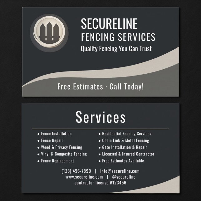 Carte De Visite Fencing Services (Créateur téléchargé)