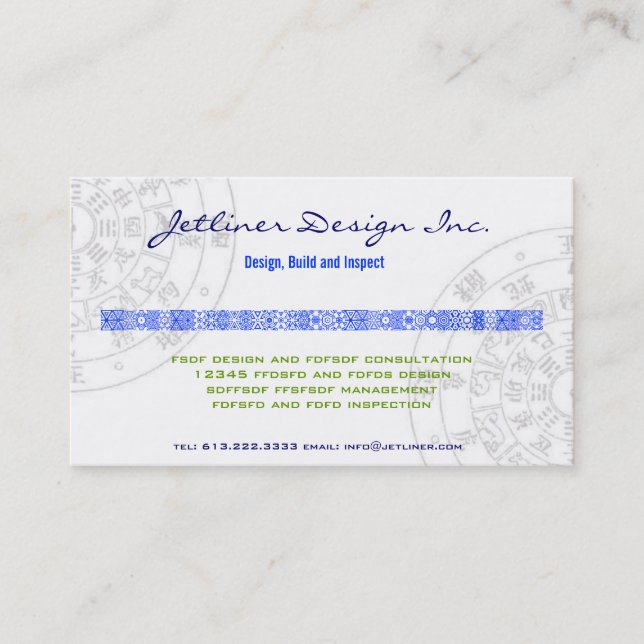 Carte De Visite Feng-Shui, design d'intérieur Consulting Inc. (Devant)