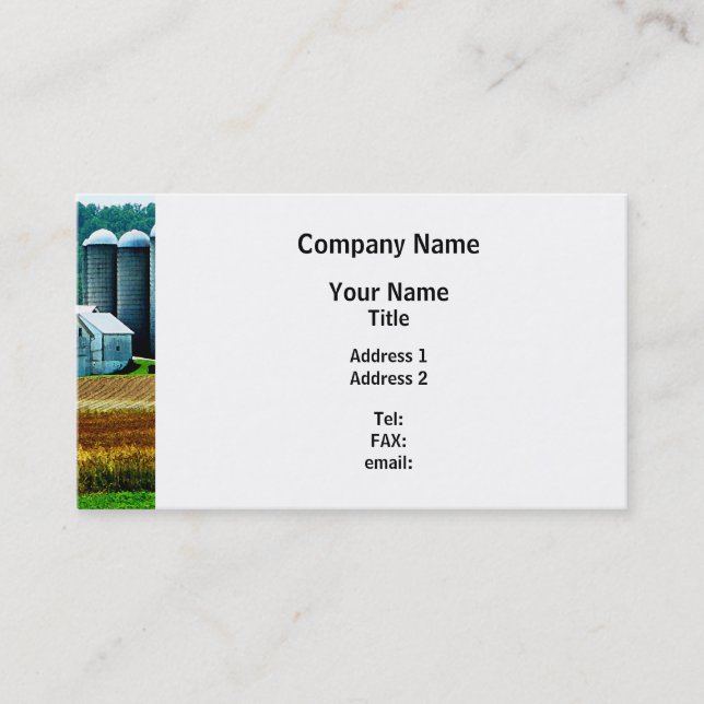 Carte De Visite Ferme Avec Silos Blancs (Devant)