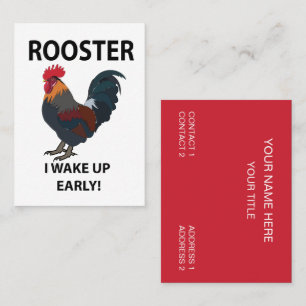 Carte De Visite Ferme de coq Animal Je me lève tôt Drôle 