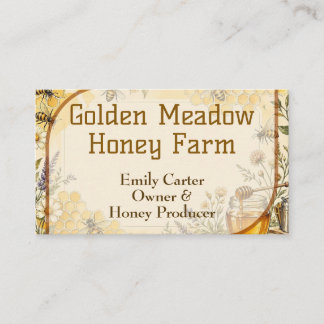 Carte De Visite Ferme de miel de Golden Meadow Reine Abeille Chic