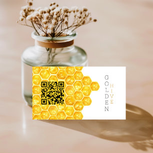 Carte De Visite Ferme de miel QR Code Honey Comb Moderne Simple