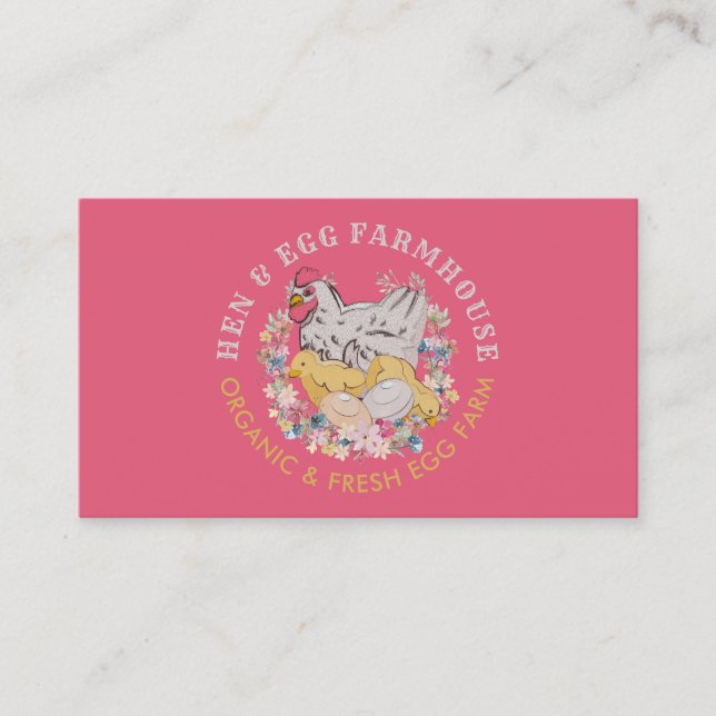 Carte De Visite Ferme de poules pondeuses à œufs de poule rose (Devant)