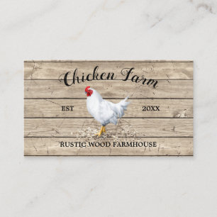 Carte De Visite Ferme de poulets Bois rustique Oeuf Poule