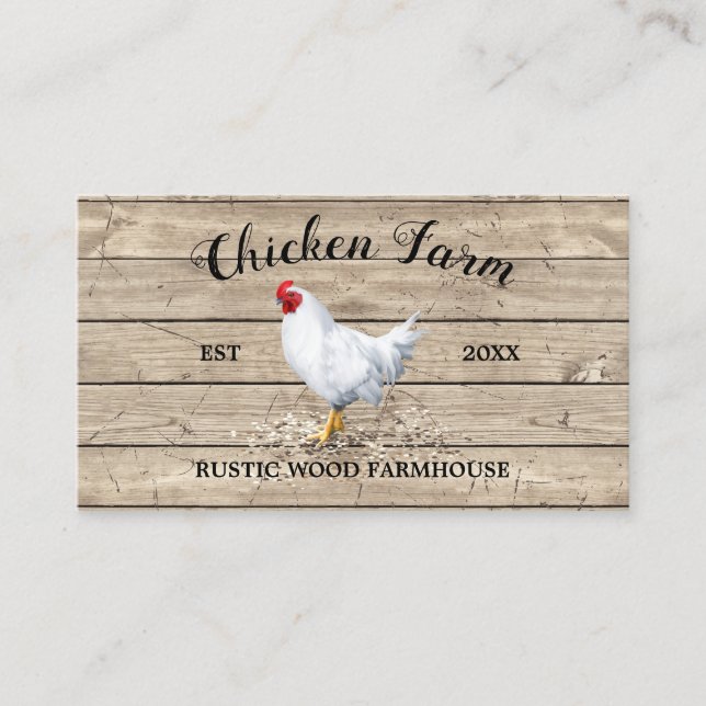 Carte De Visite Ferme de poulets Bois rustique Oeuf Poule (Devant)