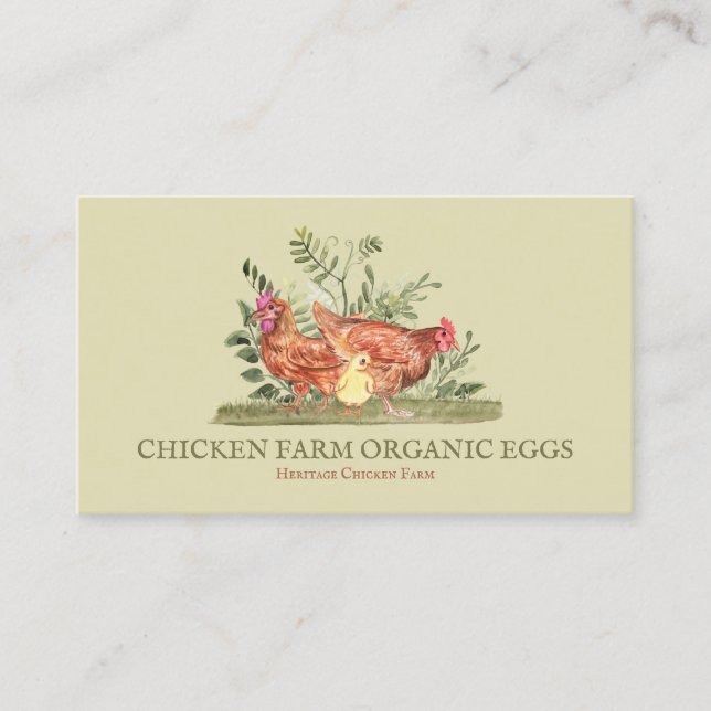 Carte De Visite Ferme de poulets de race pure (Devant)