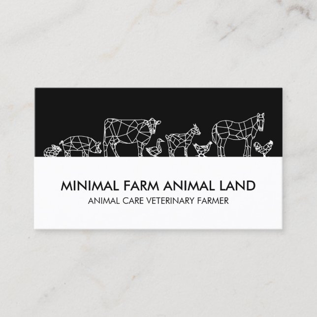 Carte De Visite Ferme de silhouette Canard Vache Chèvre Âne Poulet (Devant)