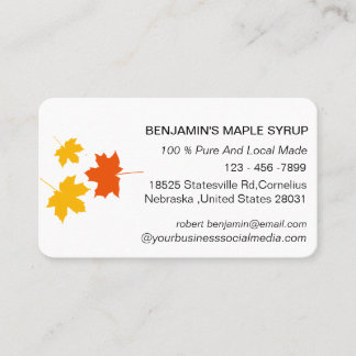 Carte De Visite Ferme de sirop d'érable à feuille d'érable élégant