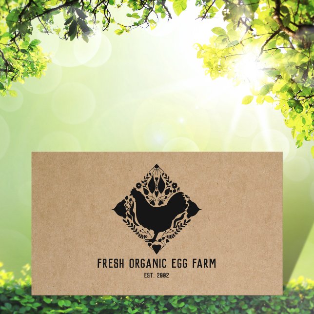 Carte De Visite Ferme d'oeufs bio Ferme de poulet rustique (Créateur téléchargé)