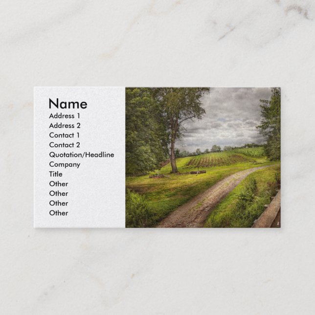 Carte De Visite Ferme - Paysage - Cultures de Jersey (Devant)