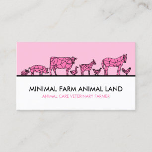 Carte De Visite Ferme Rose Canard Vache Chèvre Âne Poulet Porc