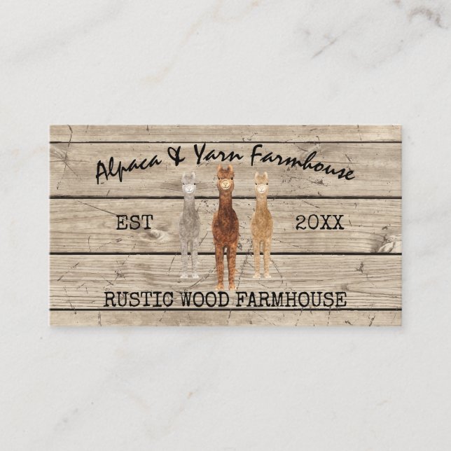 Carte De Visite Ferme rustique d'alpaca (Devant)