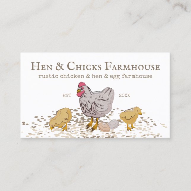 Carte De Visite Ferme Rustique Poussins Hen Ferme (Devant)