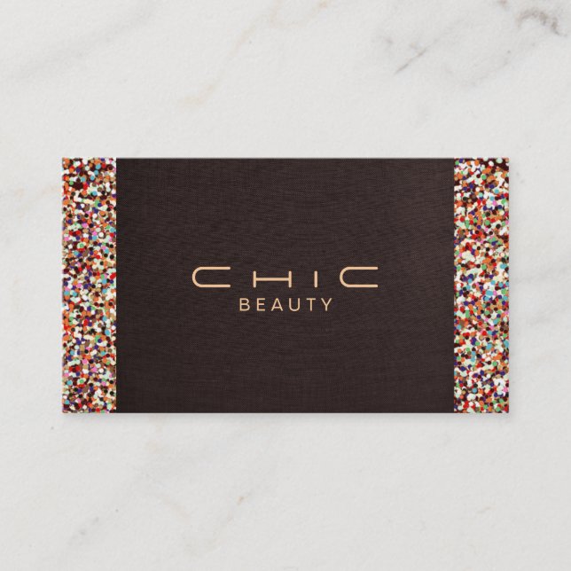 Carte De Visite Festif Amusants Brown Linge de Parties scintillant (Devant)