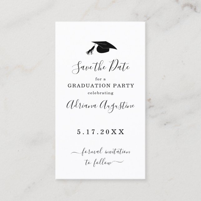 Carte De Visite Fête de fin d'études Enregistrer la date Insérer (Devant)