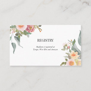 Carte De Visite Fête de mariage Floral Aquarelle Rose Vert