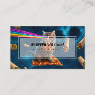 Carte De Visite Fête de pizza de chat laser