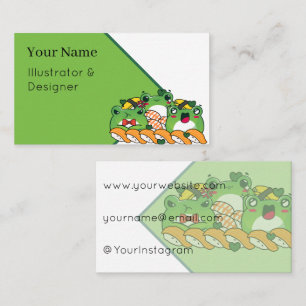 Carte De Visite Fête de sushi de grenouille Kawaii