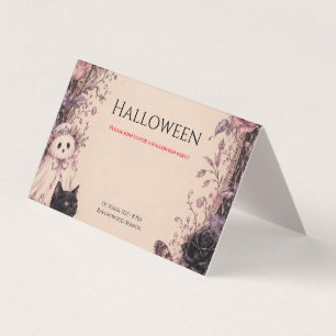 Carte De Visite Fête d'Halloween élégante et botanique sombre