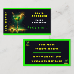 Carte De Visite Fête Neon tendance temps personnalisé professionne