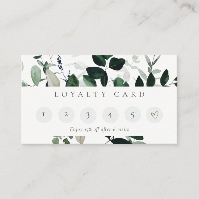 Carte De Visite Feuillage vert Tropical Foliage Fern 6 Punch Loyau (Devant)