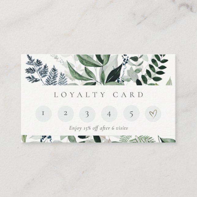 Carte De Visite Feuillage vert Tropical Foliage Fern 6 Punch Loyau (Devant)