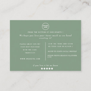 Carte De Visite Feuille botanique vert classique merci