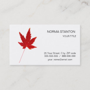 Carte De Visite Feuille d'automne simple rouge