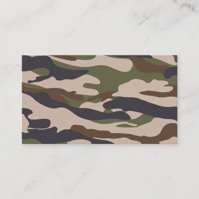 Carte De Visite Feuille de camouflage modèle brun vert beige (Devant)
