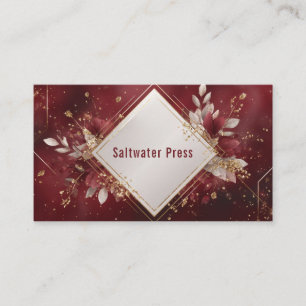 Carte De Visite Feuille de Diamant en Or Foil Rouge Luxueux