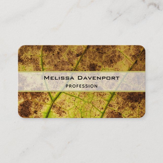 Carte De Visite Feuille de macro d'automne jaune et Brown (Devant)