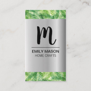 Carte De Visite Feuille de palme Argent Métallurgique Grain Trier