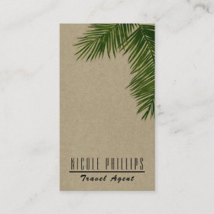 Carte De Visite Feuille de palmier vert tropical Rustic Kraft