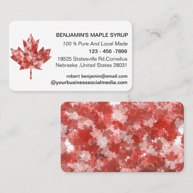 Carte De Visite Feuille d'érable rouge Canada (Devant / Derrière)