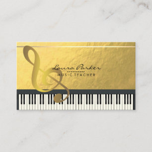 Carte De Visite Feuille d'or de musicien de clavier de piano de