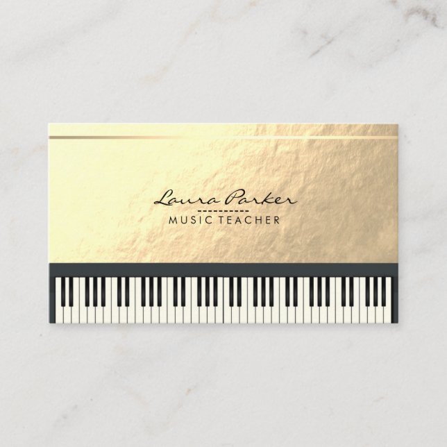Carte De Visite Feuille d'or de musicien de clavier de piano de (Devant)